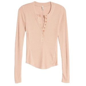 Free People One of the Girls Henley in Rose Pink